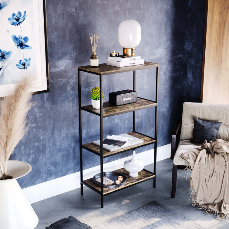 Borough Wharf Sylvie 4 Tier Industrial Style Bookcase Living Room ...